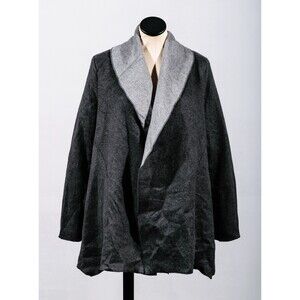 C&C California Gray 20% Wool Shawl Collar Open Front Asymmetrical Cardigan Sz L